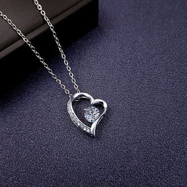 Crystal Heart Pendant Necklace – Zircon Sparkle on Titanium Steel Chain